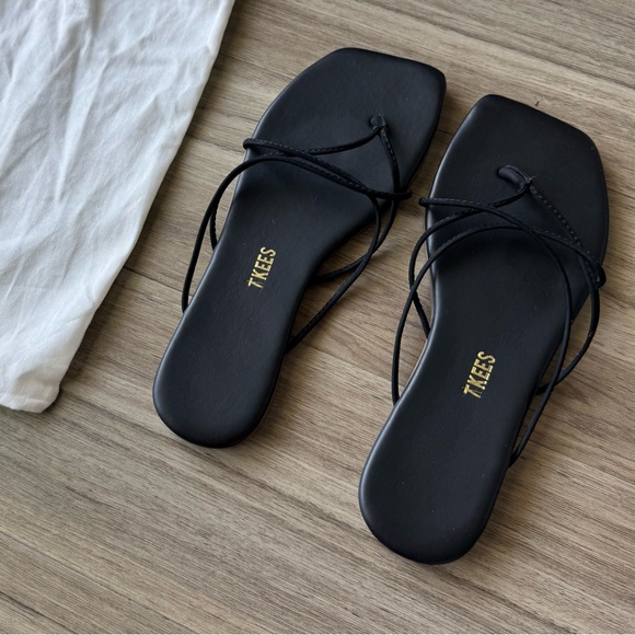 TKEES Elle Square Toe Black Sandals Size 8 - Picture 3 of 6